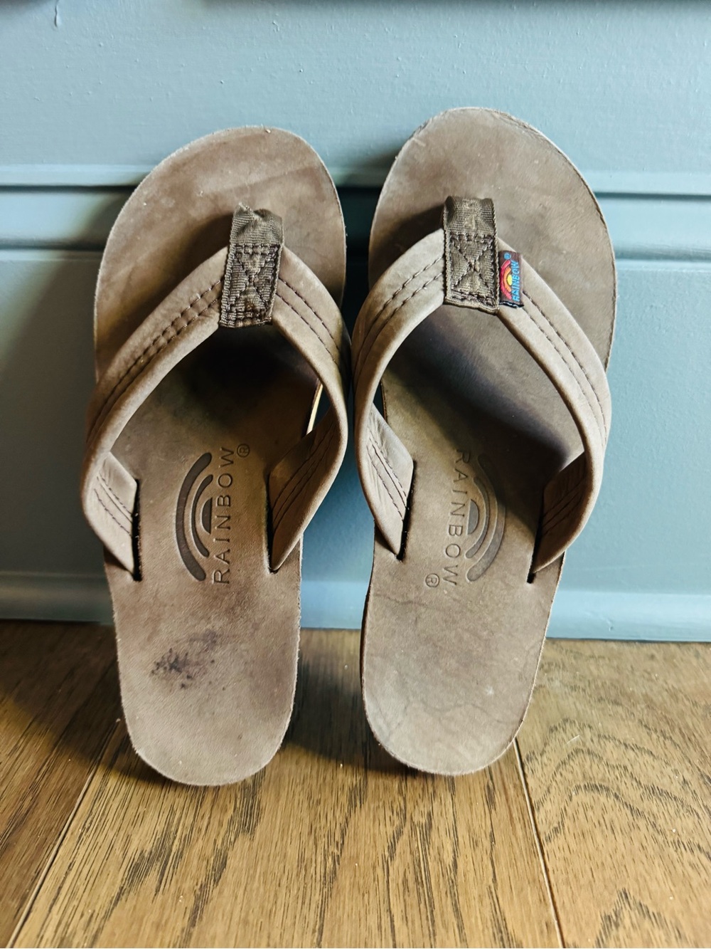 Rainbow Women’s Tan Suede Leather Flip Flops